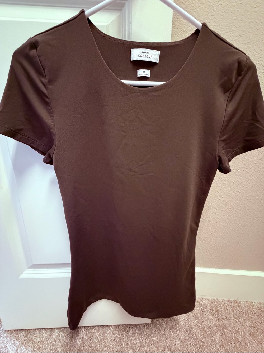 Aritzia Brown Short Sleeve Scoop Neck Tee